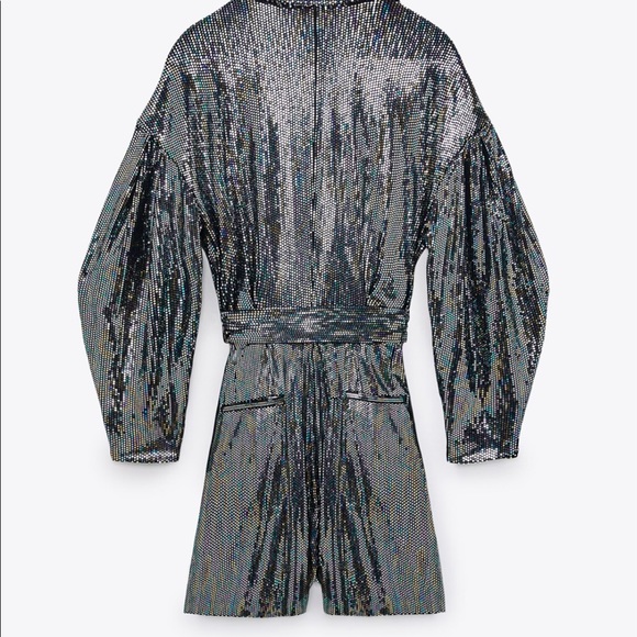 ZARA NWT BELTED SPARKLY JUMPSUIT - Picture 8 of 10